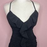 Windsor Violet Lace-Up Ruffle Glitter Mesh Party Dress Black. Size L Photo 2