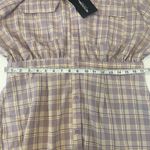Pretty Little Thing Plaid Long Sleeve Button Down Lilac Shirt Dress NWT Sz 16 Photo 9