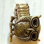 Fun and big Silver color Owl Ring with Glasses Fashion ring Black Photo 0