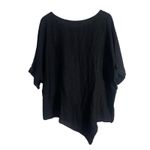NWT Tina Stephens Made In Italy Black Linen Embroidered Asymmetric Top‎ O/S Size undefined Photo 7