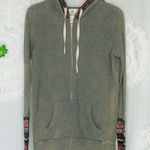 Others Follow Green Gray Hoodie Zip Waffle knit Thermal Fair Isle Trim Size XS Photo 0