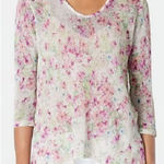J.Jill Sweater‎ Linen Blend Knit Floral Sweater 3/4 Sleeve Top XL Pink Photo 0
