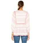 Zimmermann  Size 1  Valour Stripe Blouse $480 Pink Pom Pom Tassel Photo 2