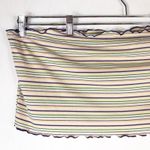 BP  Plus Size 3X Crop Top Elastic Ruffle‎ Trim Striped Purple Green Tan 1504 Photo 2