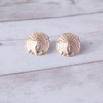 Vintage Stud Earrings Gold Tone Sand Dollar Beach Theme Seaside Photo 1
