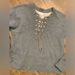Mother denim lace up don’t sweat it sweatshirt medium 144$ revolve boho fall Gray Photo 2