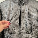 Topshop NWT High Neck Ruched Shimmery Blouse In Gunmetal Metallic Silver 10 Photo 7
