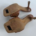 Vince Camuto  Brown Woven Leather Brelanie Heeled Square toe Sandals Size 6.5 M Photo 5