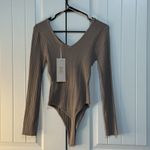 Love Tree  Women's Brown Ribbed Long Sleeve Body Suit One Piece Top Size M Photo 1