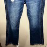 KanCan Morgan High Rise Two Tone Flare Released Raw Hem Denim Jeans Blue Size 29 Photo 6