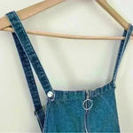 BDG Urban Outfitters Sz 2 Blue Denim Jumper Dress Y2K Silver Zip Ring Photo 3