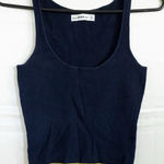 ZARA  | Knit Navy Tank Top with Orange Striped Hem Small Photo 0