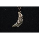 Source Unknown Conteporary Brass Engraved Half Moon Link Chain Charming Relaxed Necklace Photo 1