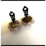 Clear vintage cluster beaded clip on earrings Photo 5