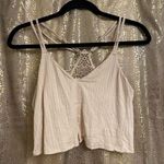 Aerie ribbed crop top bralette, lace racerback, nude, M NWOT Photo 0