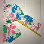 Talbots  Womens Bright Floral 3/4 Sleeve Popover Embroidered V-Neck‎ Top Medium Photo 4