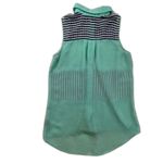by & by | Sheer Chiffon Sleeveless Mint w/ Stripes Button Down Blouse | Medium Green Photo 1