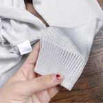 Michelle Mason • Cross Wrap Sweater top metallic silver grey surplice knit drape Photo 6
