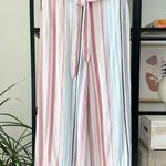 Anthropologie Cloth & Stone by Rita White Blue Pink Wide Leg High Rise Pants M Photo 0