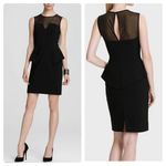 Cache Vintage  Peplum Black Sheer Shoulders Designer Formal Little Black Dress Photo 1