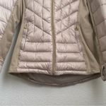 Michael Kors MICHAEL Beige Satin Specks Chevron Quilted Puffer Jacket Size M Photo 8
