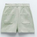 ZARA Sea Green Denim Bermuda Shorts Photo 5
