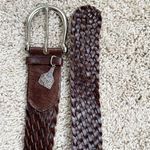 Michael Kors  Dark Brown Genuine Braided Woven Leather Wide Western Charm Belt M Photo 7