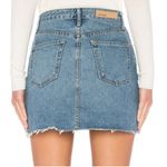 Milla Embellished Crystal & Pearls Raw Hem Frayed Mini Denim Skirt Jean Skirt in Solstice Blue Size M Photo 3
