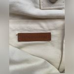 Nordstrom cream knit woven satchel bag with tortoise ring handles Photo 4