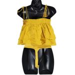 Free People Free‎ People Layered Ruffle Thong Bodysuit Golden Yellow XS Photo 1