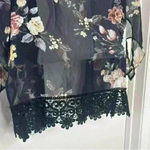 Iris  Sz S Womens Black Sheer Floral Open Front Kimono Side Splits Lace Photo 5