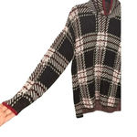 DKNY NWOT  Women’s Plaid Pullover Sweater Black, White & Red Size Medium Photo 5
