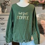 The Comfy But First Coffee Boutique Custom Sweatshirt Green Oversized Womens Medium Photo 0