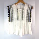 ZARA  S Smocked Sleeveless Embroidered White Lace Trim Top Photo 6