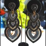 Boho Tiered Drop Spear Statement Earrings Gold Photo 3