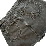 We The Free  Black Denim Mini Skirt Button fly Distressed Raw Hem, Sz 27 Photo 9