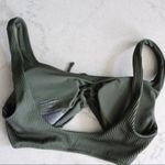 EXPRESS | Green Ribbed Tie Front Bikini Top Photo 6