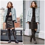 St. John  Stretch Napa Leather Stretch Pencil Skirt In Caviar Size 12 Photo 1