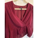 EXPRESS Burgundy Romantic Sheer Sleeve Top Size Large Whimsigoth Goth Coquette Photo 2