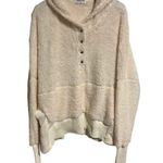 The Post Hoodie Womens Large White Western Fuzzy Fleece Quarter Button Pockets Photo 0