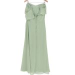 Womens Sage Green One Shoulder Ruffle Maxi Dress Size 14 Formal Evening Gown Photo 6
