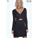 Boohoo  Sophie wrap front dress long sleeve beige Photo 2