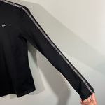 Nike  Pro Women's Black Silver Giltter Tape Mock Neck Therma Fit Top Size S Photo 6