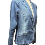 INC International Concepts Puff Shoulder Denim Jean Jacket Large Blue Photo 5
