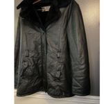 In Style Jacket Womens Large Genuine Leather Faux Fur Lined Winter Coat Zip Black Photo 2