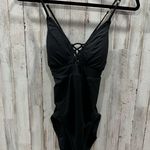 A pea in the pod Criss Cross One Piece Maternity Swimsuit in Black Photo 2