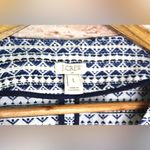 J.Crew Navy and White Heart Textured Jacquard Zip-Up Jacket Blazer Photo 3