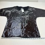 Investments  Black Sequin Top‎ Short Sleeve Squiggle Size Small NEW *FACTORY FLAW Photo 9