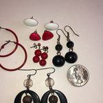 Lot of 6 Black White and Red Vintage Boho Earrings Photo 7
