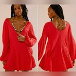 Free People fp beach red bayside v-neck mini dress Photo 1